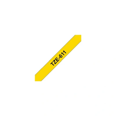 Image of Brother TZe 611 Black on yellow Roll (0.6 cm) 1 cassette(s) laminated tape for PT D210, D600, H110, P Touch 1005, 1880, Cube Pro P910