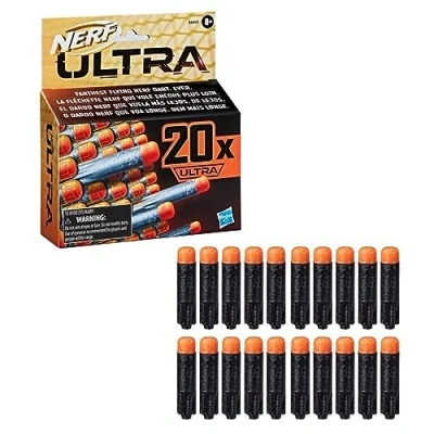 Image of Nerf Ultra One 20 Dart Refill Pack, the Furthest Flying Darts Ever, Compatible Only with Blasters, Black, 4.4 x 15.2 17.5 cm, E6600EU6