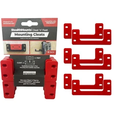 Image of StealthMounts Red Packout Mounting Cleats (6 Pack) Tool Box Storage System Mount Anywhere Compatible with Milwaukee
