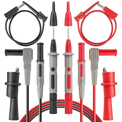 Image of AstroAI Multimeter Test Leads Kit Electronic with Alligator Clips and Plunger Mini Hooks, Probes Upgraded To CAT IV for Fluke Innova etc Multimeters