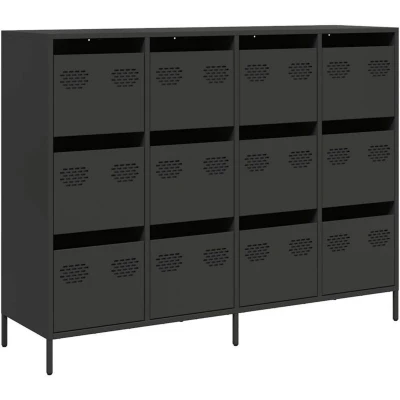 Image of vidaXL Sideboard Black 135x39x103.5 cm Cold rolled Steel