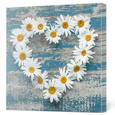 Image of Maki 3 Ply Flowery Tissue Paper Napkins Serviettes for Decoupage Lunch 33cm x Pack of 20 (Daisy Heart on Old Wooden Background)