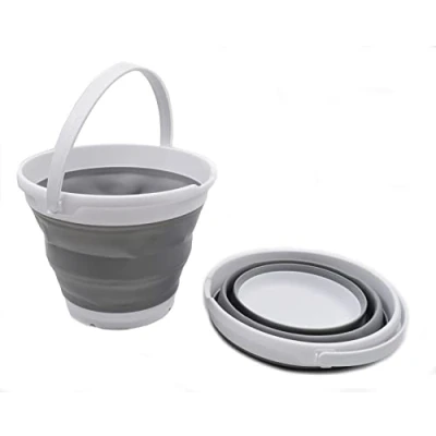 Image of SAMMART Collapsible Bucket (White/Grey, 10L Round)