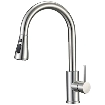 Image of Peppermint Kitchen Tap with Pull Out Spray, Swivel Mixer Brushed Nickel Sink taps Down Sprayer 3 Modes, Single Lever High Arch Stainless Steel Faucet 1 Hole