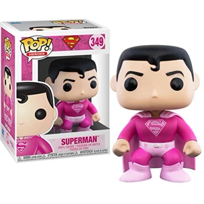 Image of Funko POP! Heroes: Breast Cancer Awareness Superman DC Comics Collectable Vinyl Figure For Display Gift Idea Official Merchandise Toys Kids &amp; Adults Comic Books Fans