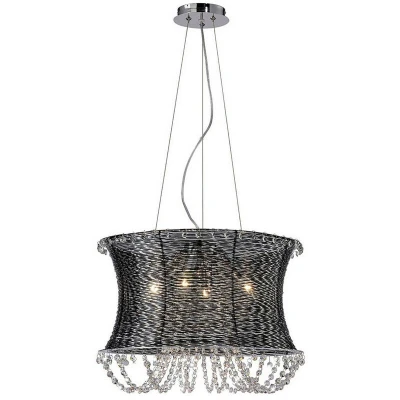 Image of Lanzo Pendant Round 4 Light E14 Black Chrome/Crystal