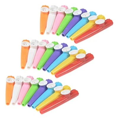 Image of TOYANDONA Plastic Kazoos Musical Instruments with Kazoo Flute Diaphragms Companion for Guitar Ukulele Violin Piano Keyboard Gift Prize Party Favors 24pcs (Mixed Color)