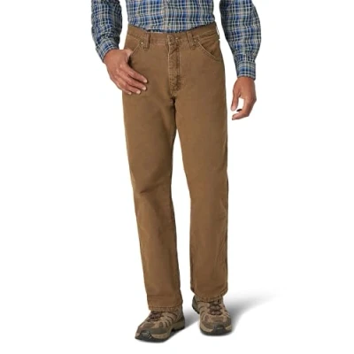 Image of Wrangler Men&#039;s Rugged Wear Woodland Thermal Jeanrugged ???????? ??? ???? ?? ?rugged jeans, Night Brown, 34W 32L UK