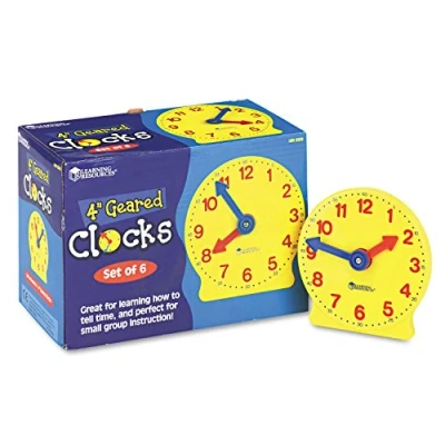 Image of Learning Resources 10cm Geared Mini Clocks, Yellow