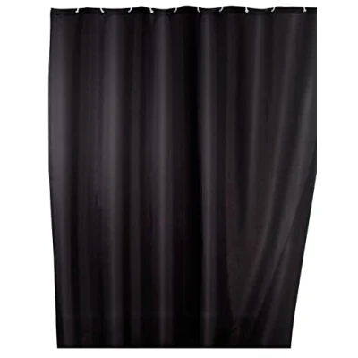 Image of WENKO 20043100 Antimould shower curtain singlecolour Black antibacterial, washable, Plastic Polyester,