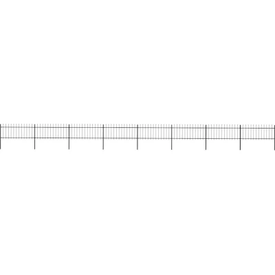 Image of vidaXL Garden Fence with Spear Top Steel 13.6x0.8 m Black