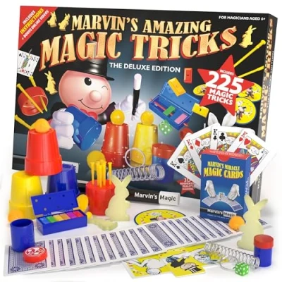 Image of Marvin&#039;s Magic Kids Set With Wand, Card Tricks and More Toys, Xmas Gifts, Games, Family Games for Age 6, 7, 8, 9, 10+ Box of 225