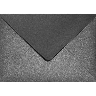 Image of Netuno 25 Pearlescent Black envelopes DIN B6 125x175mm 4.92x6.89 inches 120gsm Aster Metallic gummed Pointed Flap windowless for Invitation Wedding Christmas Birthday Greeting Card invites RSVP