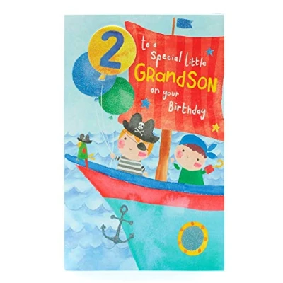 Image of uk greetings Grandson 2nd Birthday Card Aged 2 Boy Pirate Gifts Gifts,608010 0 1