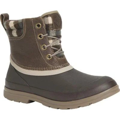 Image of Muck Boots Women&#039;s Originals Duck Lace Pull On Leather Waterproof Ankle Boot, Walnut, 9