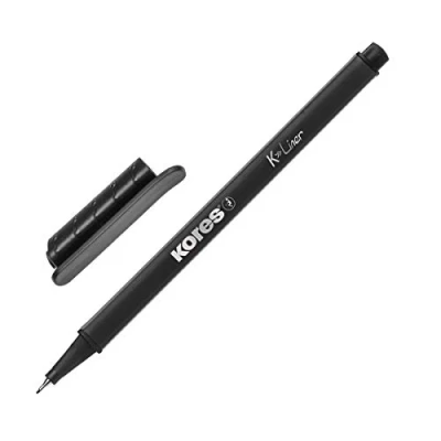 Image of Kores K Liner Black Fineliners 0.4mm Colouring Pens, Fineliner Marker Art Journaling Supplies, University Essentials, School Supplies Pack of 12