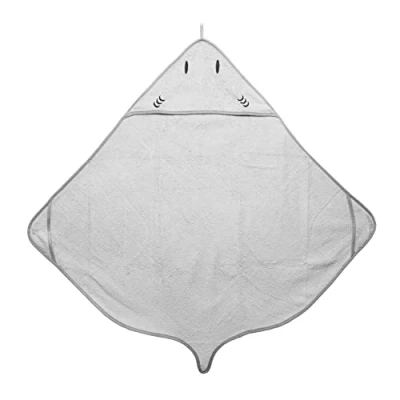 Image of Ubbi Baby Hooded Bath Towel, Ultra Soft and Absorbent French Terry Cotton, Bathtime Essentials, Perfect Toddler Gift, Grey Stingray