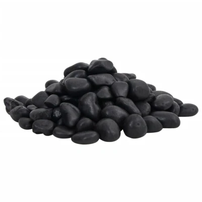 Image of vidaXL Polished Pebbles 10 kg Black 2 5 cm