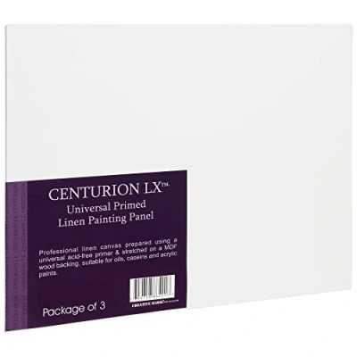 Image of Centurion All Media Primed Linen Panels 11x14 3 Pack 11oz Universal Canvas Boards for Painting, Mounted on MDF Wood, Non Warping, Ideal Artists, Professionals, Painters, Students