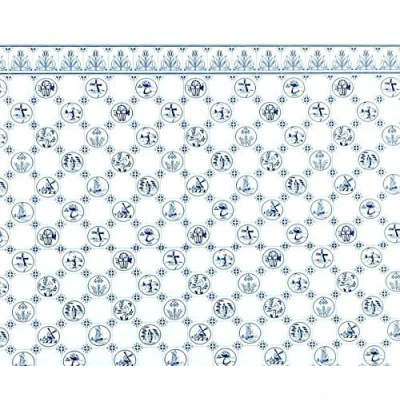 Image of Melody Jane Dolls House Miniature Print 1:12 Scale Delft Dutch Blue &amp; White Tile Wallpaper