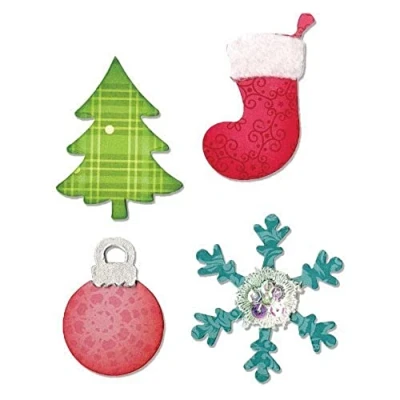 Image of Sizzix Bigz Die A10599, Christmas Tree, Bauble, Snowflake, Stocking, Multi Colour, Paper, Multiple Sizes