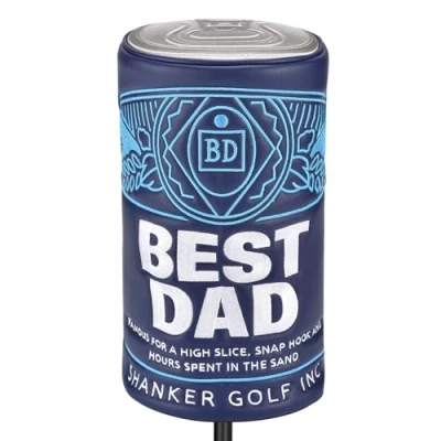 Image of Shanker Golf Driver Headcover Best Dad Beer Can Shaped Funny Tour Grade PU Leather Club Cover with Embroidered Finish