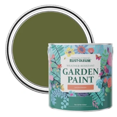 Image of Rust Oleum Green Mould Resistant Garden Paint in Satin Finish Jasper 2.5L