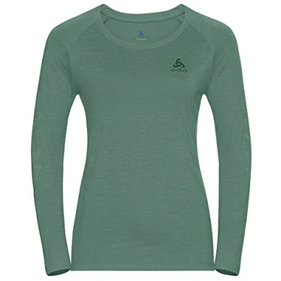 Image of Odlo Women&#039;s Crew Neck Concord Sweatshirt, Creme de Menthe Flower Leaf Print SS20, L