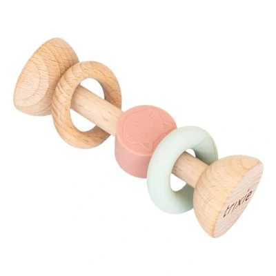 Image of Trixie Wooden &amp; Silicone Rattle Mrs. Cat Baby Sensory Toy Teether Safe Durable Newborn Developmental for Babies