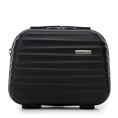 Image of WITTCHEN Cosmetic Case Travel Suitcase Carry On Cabin Luggage Hardshell Made of ABS Combination Lock Groove Line Black