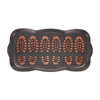 Image of Relaxdays Drip, Rubber, Tray for Wet Shoes and Boots, High Edge, 80x40 cm, Non Slip, Doormat, Black/Orange, 80 x 40 cm