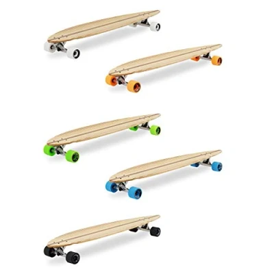 Image of Two Bare Feet &#039;The Chuck&#039; 44in Pintail Bamboo Series Premium Pro Longboard Skateboard Complete (Black wheels)