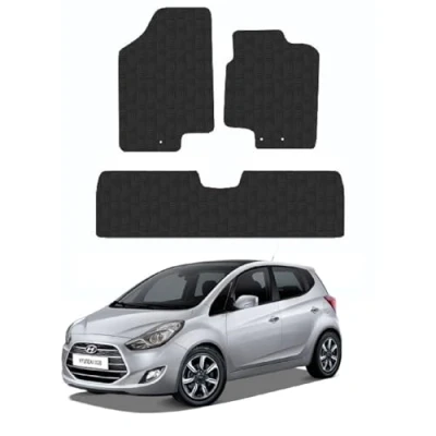 Image of 5mm Rubber Car Mats Compatible With Hyundai Ix20 (2010 2020) Tailored Fit Floor Set Accessory Custom Anti Slip Backing Heavy Duty Waterproof Easy Clean Durable All Weather Full Coverage