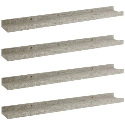Image of vidaXL Wall Shelves 4 pcs Concrete Grey 60x9x3 cm
