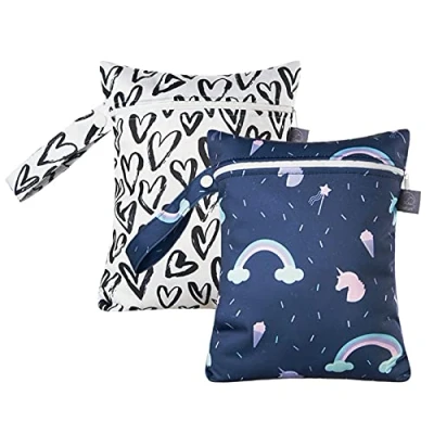 Image of Happy Cherry Wet Dry Bag Baby Reusable Washable Cloth Diaper Nappy Organizer Double Zipper Cartoon Patterns