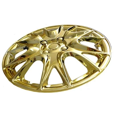 Image of XtremeAuto 14&quot; Gold Multi Spoke Wheel Trim Hub Cap Covers Protectors Includes Cable Ties And Chrome Valve Caps