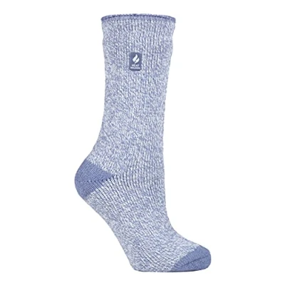 Image of HEAT HOLDERS Lite Womens Insulated Thermal Socks Multiple Designs Including Argyle Stripes Hearts Stars Warm for Winter (4 7, Denim (Venice))