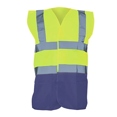 Image of Yoko Unisex Premium Hi Vis Waistcoat Vest / Jacket (M) (Hi Yellow/Navy)