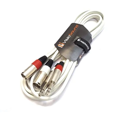 Image of 2 x Male XLR to 6.35mm 1/4&quot; Stereo TRS Jack Balanced Twin Lead/Patch Cable 3 Colours (3m white)