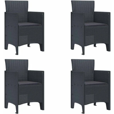 Image of vidaXL Garden Chairs with Cushions 4 pcs Anthracite Poly Rattan