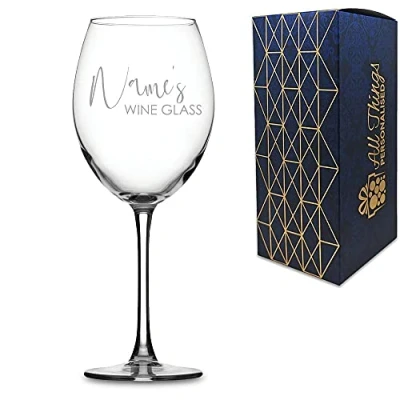Image of Personalised Engraved Enoteca Wine Glass with Scripted Name&#039;s Design, Gift Boxed, Personalise Any Name