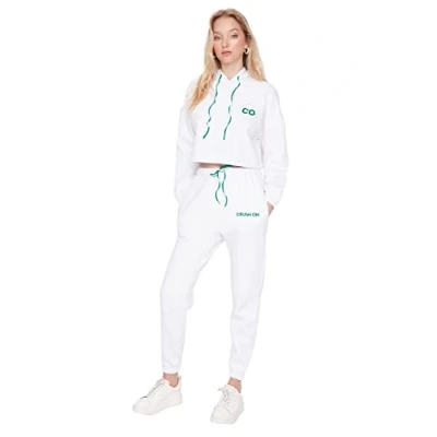 Image of Trendyol Women Normal Waist Skinny fit Loose Jogger Tracksuit Bottoms White
