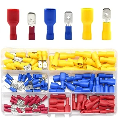 Image of CEEYSEE 120Pcs Spade Connector Insulated Female and Male Quick Splice Wire Terminals Electrical Crimp Bullet Connectors Kit（PSZ)