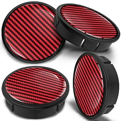 Image of SkinoEu 4 x 60mm ABS Car Alloy Wheel Centre Universal Rims Hub Center Caps Auto Tuning Logo Emblem Red Black Carbon CX 13