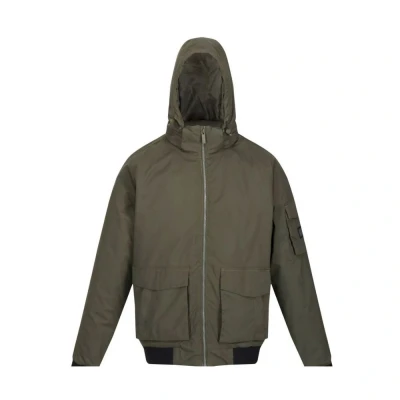 Image of Regatta Mens Faizan Hooded Waterproof Jacket (Dark Khaki) Size Large