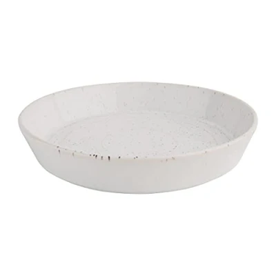 Image of Olympia Cavolo Flat Round Bowls White Speckle 220mm (Pack of 4)
