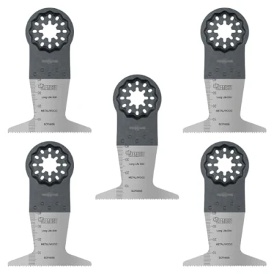 Image of 5 x SabreCut SCFN65B_5 65mm 40mm Bimetal (BIM) Long Life 18 TPI Multi Tool Blades for Bosch Fein Starlock/Starlock Plus and Starlock Max Fitting System Accessories