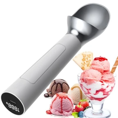 Image of Heated Ice Cream Scoop Electric, Rechargeable Scooper, No button Operation, 2 Oz Capacity, Smart Display for Battery &amp; Temperature, Icecream Easy Scooping