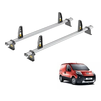 Image of Van Guard Roof Rack for Peugeot Bipper (2008+) 2 Aluminium Bars &amp; 4 Load Stops VG270