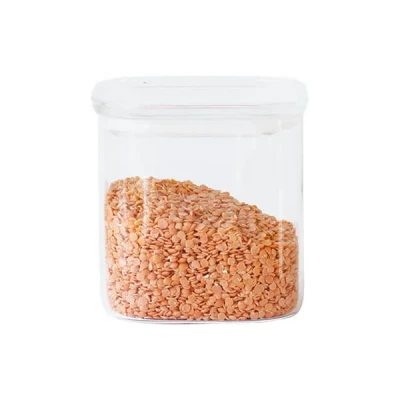 Image of Pebbly Square 800ml Glass Food Container With Lid